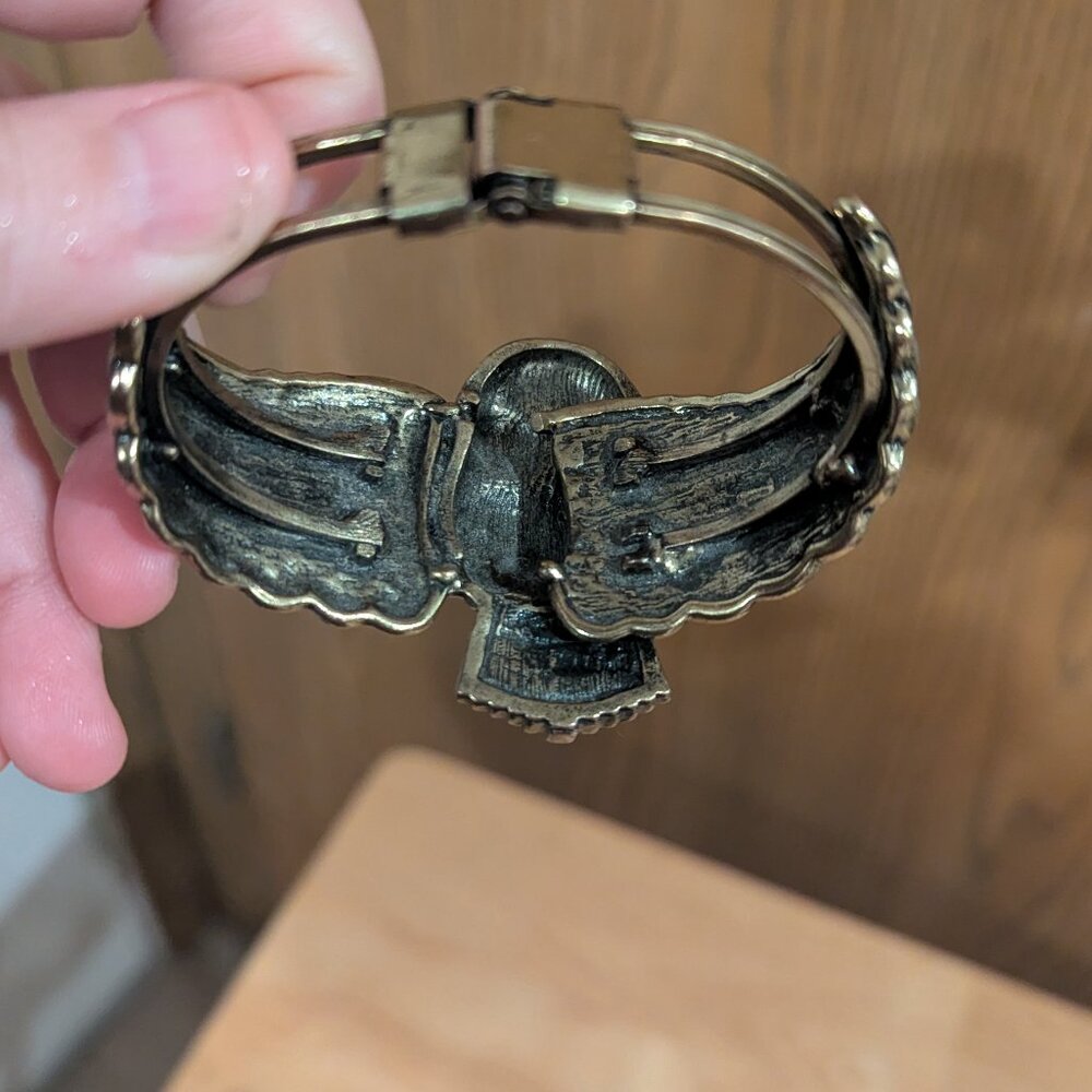 VTG‎ Owl Chunky Hinged Cuff Bracelet - Picture 3 of 6